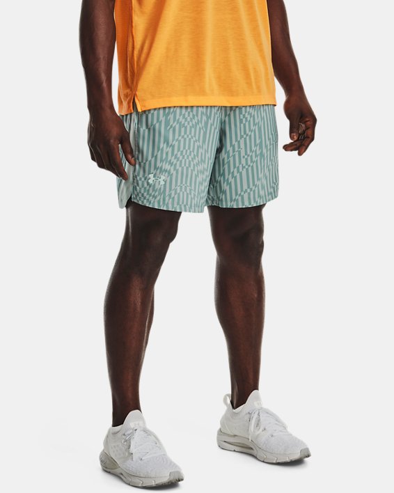 Men's UA Launch Run 7" Print Shorts in Green image number 0
